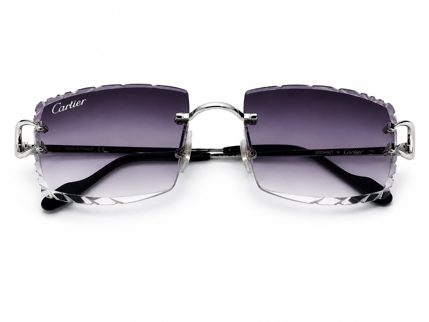Cartier Classic Big C Platinum Finish Black Diamond Cut Lense